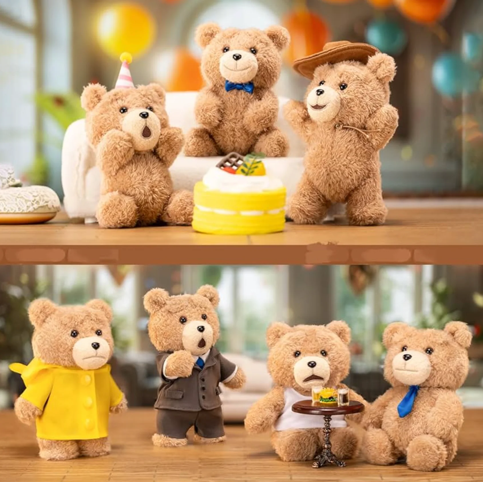 Pop Mart Ted2 Teddy Bear Action Plush Pendant Series Sealed Whole Set 'Mystery' (6 Blind Boxes) - Image 4
