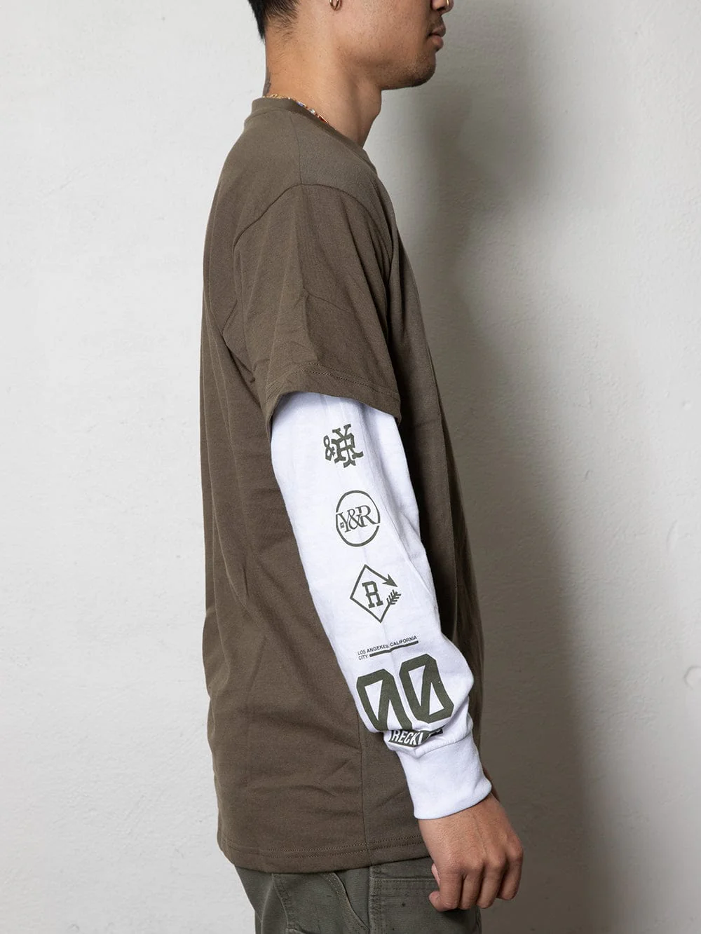 Reckless Double L/S Tee - Olive - Image 2