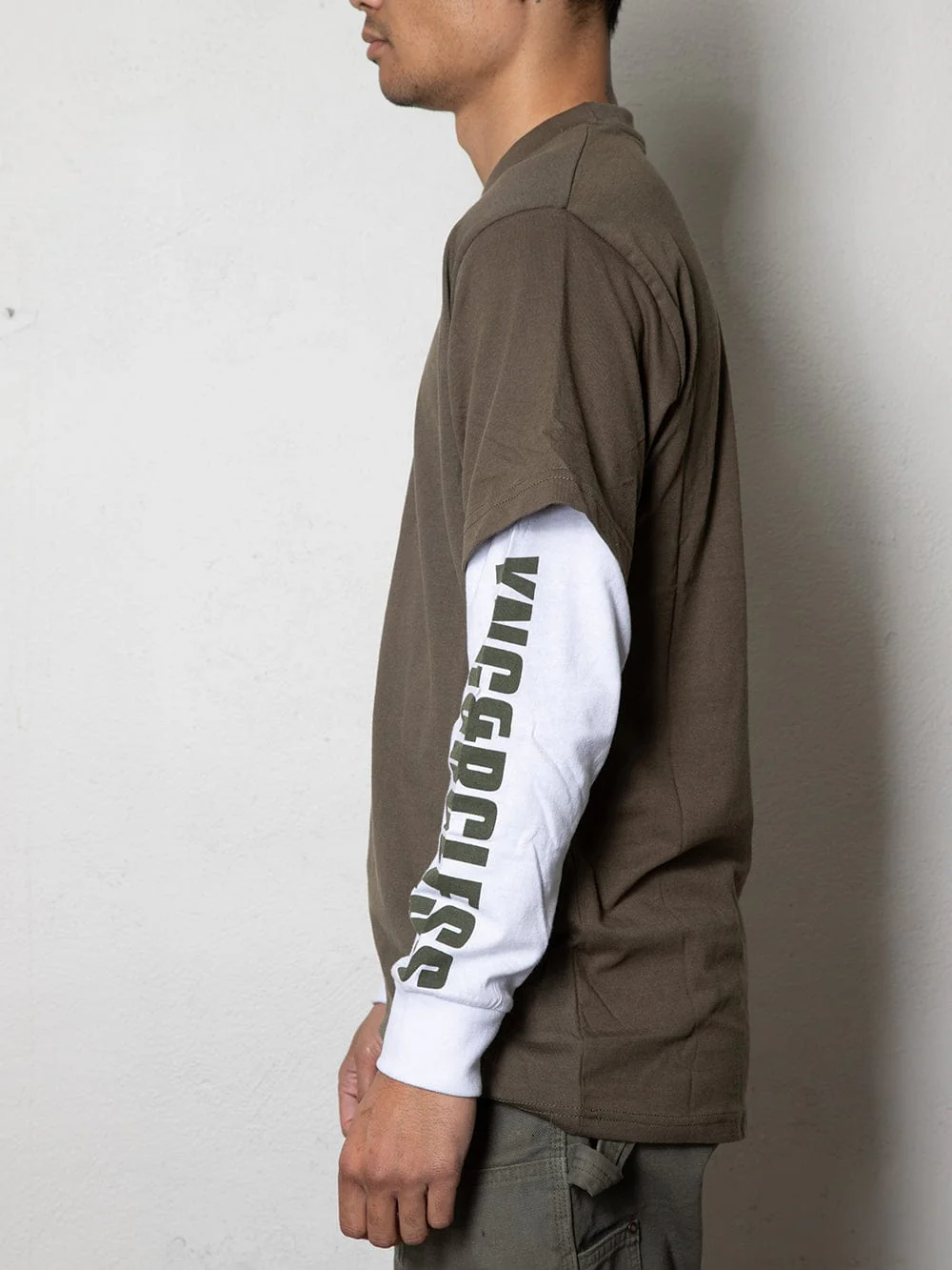 Reckless Double L/S Tee - Olive - Image 3